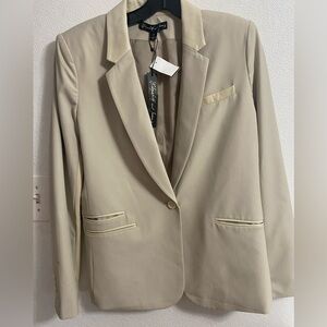 Elizabeth and James Ecru Blazer NWT size 10 with  lamb leather trim